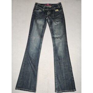 Rock & Roll Cowgirl Jeans Low Rise Rhinestone & Studs Womens 25x34 Dark Wash